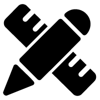 Black icon of a pencil and ruler crossed, symbolizing design or drafting tools