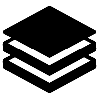 Black icon of stacked layers or sheets, representing documents or files.
