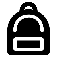 Black backpack icon with a rounded top and front pocket detail
