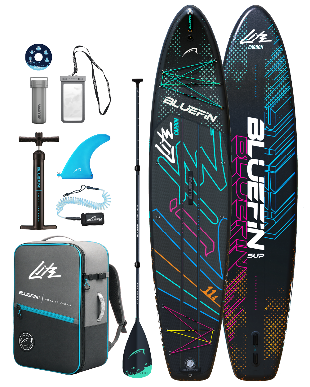 Lite Planche à pagaie gonflable premium Carbon 11'4